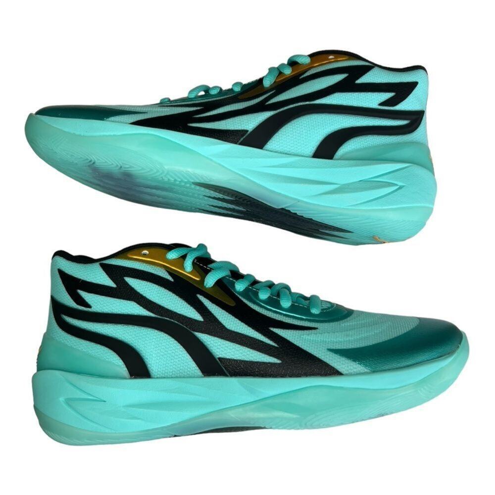 Puma | LaMelo Ball MB.02 Honeycomb Elektro Aqua Sneakers | 377590-01 | Size 9.5 - Picture 6 of 9